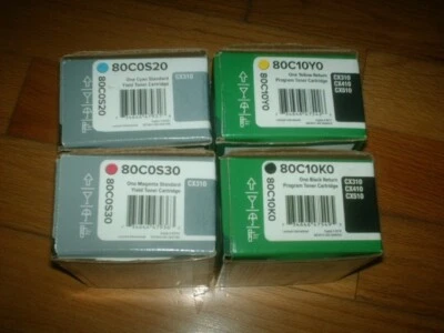 JUEGO ORIGINAL 4 CARTUCHOS DE TÓNER LEXMARK 801K 801C 801Y 801M CX310 NUEVO SELLADO Foto 1 de 2