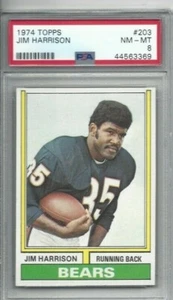 Tarjeta de fútbol americano Topps 1974 #203 de Jim Harrison, Chicago Bears clasificación PSA 8 - Imagen 1 de 1