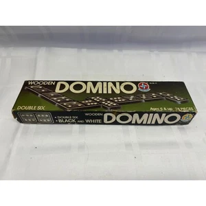 Estrela Domino in Legno Set di 28 Pezzi Doppio Sei Nero Vintage - Foto 1 di 2