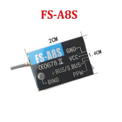 Flysky FS-A8S 2.4G 8CH Mini Receiver with PPM i-BUS SBUS Output for Quadcopter - Image 1 of 4