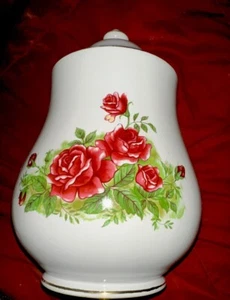 Vintage Canister Ginger Jar With Roses 10 Inches With lid - Picture 1 of 8