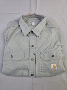 Carhartt Mens Long-Sleeve Button-Down Work Shirt, Gray - Picture 1 of 11