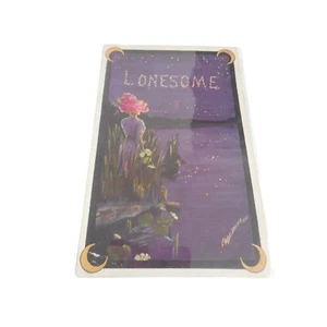 Vintage Postcard Lady Hat night scene purple 1914 posted Lonesome - Picture 1 of 2