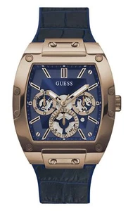 GUESS Mens 43mm Watch - Blue Strap Blue Dial Brown Case GW0202G8 - Picture 1 of 4