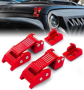Flag Hood Latches Compatible W/2007-2018 Jeep Wrangler JK JKU, 2018-2024 Star - Picture 1 of 8