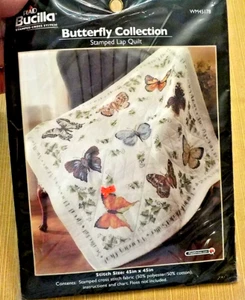 Bucilla® Schmetterling Schoß Quilt Top gestempelt Kreuzstich - Bild 1 von 5