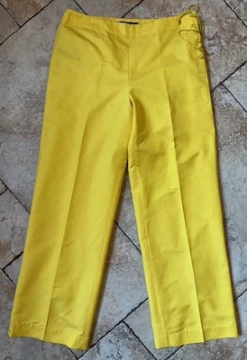 NWT Ralph Lauren Black Label Cotton Silk Yellow Lace Up Pants Size 4 $698 - Image 1 of 4