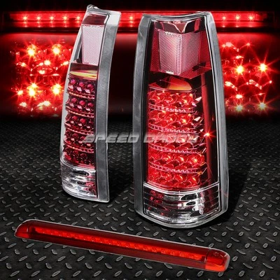 CHROME HOUSING FULL LED TAIL+RED 3RD BRAKE LIGHT FOR 92-00 SUBURBAN/TAHOE/YUKON - Image 1 of 4