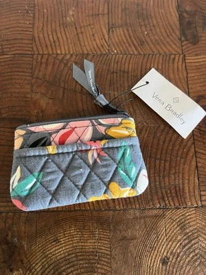 Vera Bradley Credit Card Coin Purse in Gray Floral 5 X 3.5 New With Tags - Image 1 of 4
