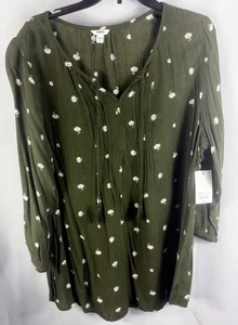 Blusa Sonoma Mujer’s Verde Con Margarita’s Talla XL Nueva Con Etiquetas  - Imagen 1 de 4