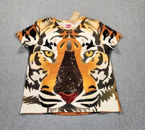 Neu mit Etikett Sparkle City Pailletten Fancy Face Tiger Tee Damen Gr. XS gold schwarz T-Shirt - Bild 1 von 18