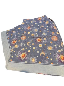Vtg Celestial Fabric Twin Top Sheet Sun Moon Stars Print 90s Astrology Y2K Room - Picture 1 of 3