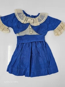 Antique/Vintage Beautiful Blue Dress For French Bebe or German Doll - Picture 1 of 11