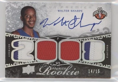 2008 UD Premier Materials Silver /15 Walter Sharpe #127 RPA Rookie Patch Auto RC - Image 1 of 2