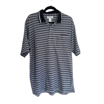 Penguin Sports Men's Short Sleeve Striped Pocket Polo Shirt Size XL Black White - Image 1 of 4