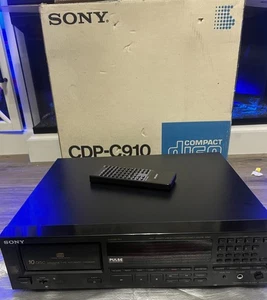 Sony CDP-C910 10-Disc CD Changer 1994 Black Original Box Remote Works Great - Picture 1 of 11