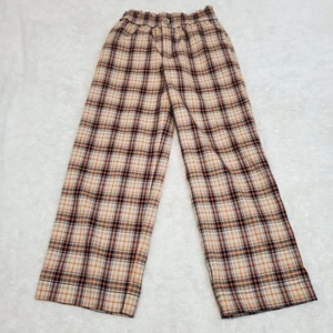 Zara Cream Orange Plaid Bohemian Academia Everyday Straight Leg Pants Girl Kid 8 - Picture 1 of 5