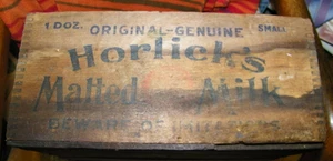 antike Holzschatulle keilgelenkt - Horlick's Malted Milk Racine, Wis beware of Imita - Bild 1 von 6