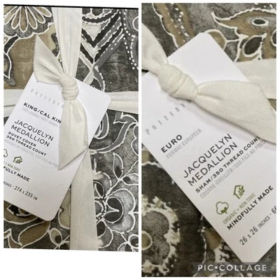 Nueva funda nórdica Pottery Barn Jacquelyn KING y 1 euro farsa ~ gris Foto 1 de 3