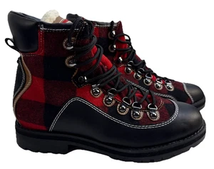 Tommy Hilfiger Women's Tonny Red Fabric Ankle Hiking Boots Sz 10 M Faux Fur NWB - Picture 1 of 15
