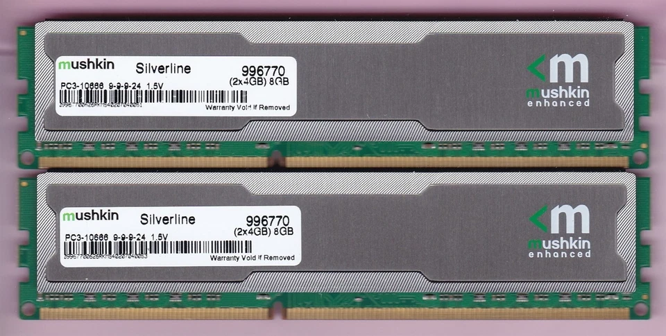 8GB 2x4GB Mushkin Silverline 996770 DDR3-1333 PC3-10666 RAM MEMORY KIT 240-Pin - Image 1 of 2