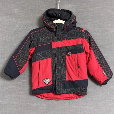 Chaqueta Obermeyer Niños 5 Rojo Negro Con Capucha Aislada Esquí Nieve Crezco Abrigo de Invierno Foto 1 de 4