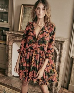 Sezane Aurora Floral Multicoloured Light Button Dress Size 40 - Picture 1 of 14