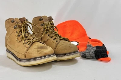 Botas de Trabajo Die Hard para Hombres 10D Cuero Beige + Calcetines Dickies y Sombrero Naranja Iluminado Foto 1 de 4