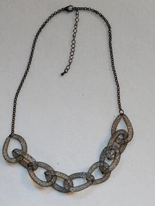 Necklace - Black oval wire mesh with beads inside and chain - 21 in Total Length - Picture 1 of 4