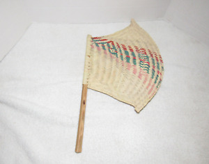 Vintage Axe Shaped Mughal Fan~ Straw Woven