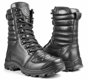 Botas de combate de cuero negro con cordones de la patrulla del ejército táct... - Imagen 1 de 9