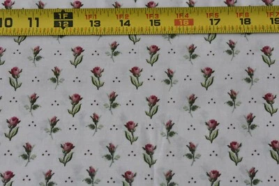 By 1/2 Yd, Pink & Green Tulips on Light-Pink Quilt Cotton, MBT, B1206 - Image 1 of 4