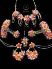 Asian Bridal Artificial Flower Jewellery In Orange Set Indian Pakistani Necklace