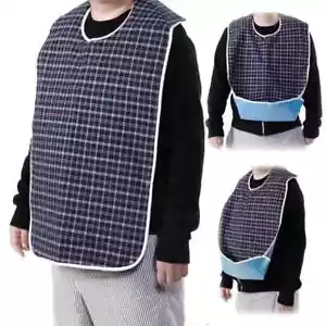 Bavoir imperméable pour adulte Protection vêtement Tablier Carreau Gris Bleu - Photo 1/4
