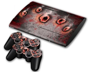 PS3 PLAYSTATION 3 Super Slim Skin Design Sticker Screen - Bullet Holes 2 - Picture 1 of 1