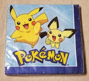 New Package of 16 POKEMON Pikachu NAPKINS Birthday Party Supplies Amscan 2017