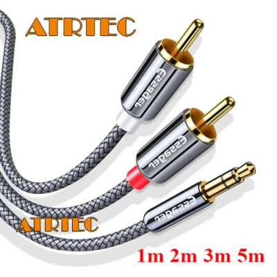 Audio Kabel 3,5mm Klinke auf 2xCinch RCA Stecker Cinch zu AUX Klinke 1m 2m 3m 5m - Bild 1 von 4