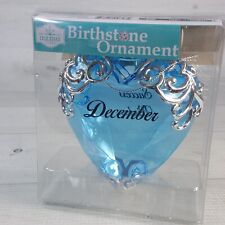 December Birthstone 4" Heart w/ Gold Scroll Ornament Blue Tanzanite Success NEW