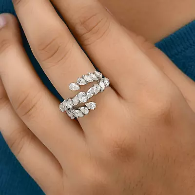 2.15 Ct Lab Grown CVD Pear Marquise Diamond Cluster Ring Gift 18k White Gold - Image 1 of 4