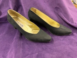 VINTAGE WOMEN'S PANCALDI Black Suede Formal Heels Size 7 - Picture 1 of 10