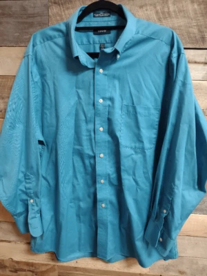 Izod Mens' Blue 17 32/33 XL Long Sleeve Shirt Twill Regular Fit Wrinkle Free - Image 1 of 3