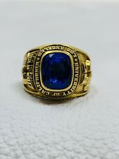 18K Yellow Gold Blue Gemstone UCLA 2017 Ring 