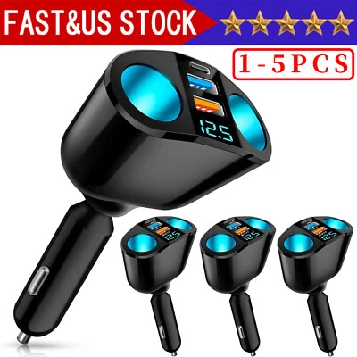 Cargador adaptador de corriente divisor enchufe encendedor de cigarrillos coche USB doble toma 12V Foto 1 de 4