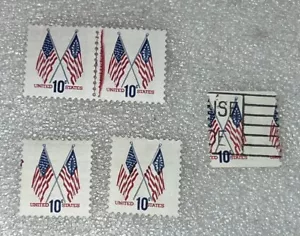 US Scott 1519 "50 & 13-Star Flags" 10 CENT 1973 Color Shift Misperf & Extra Ink - Picture 1 of 3