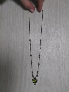 VTG Silpada Sterling Silver 925 Green Glass Pendant Peridot Beads Necklace 16" - Picture 1 of 12