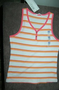 M&S Striped Sleeveless Ribbed T Shirt White Mix 100% Cotton Age 12-13 Years BNWT - Picture 1 of 1