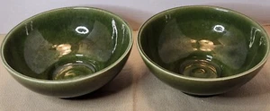Pair of Vintage Haeger USA 101 Green Pottery Footed Serving Console Bowl Planter - Picture 1 of 12