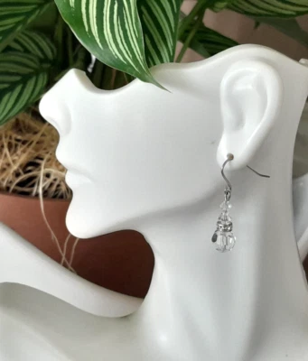 Pendientes colgantes/gotas hipoalergénicos CRISTAL DE SWAROVSKI 1,25" tono plata nuevos Foto 1 de 4