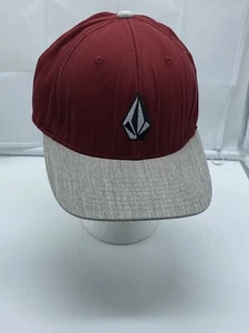 Volcom Red Gray Logo Cap Hat Flex-Fit Stretch L/XL - Picture 1 of 9