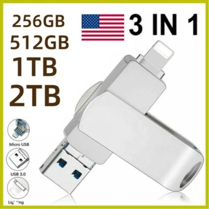 256GB 64G USB Flash Drive Memory Stick for iPhone iPad Laptop PC Photo Storage - Picture 1 of 11